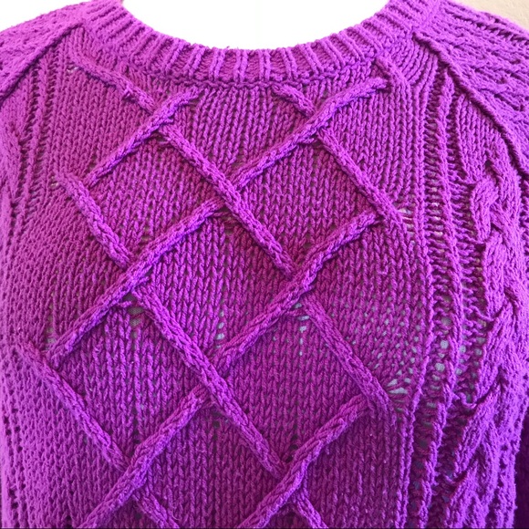 Ann Taylor LOFT Purple Cable Knit Sweater - Picture 2 of 5